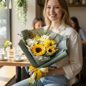Bouquet Radiante de Girasoles y Rosas