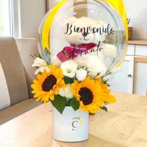 Bienvenid@ con Girasoles y Osito