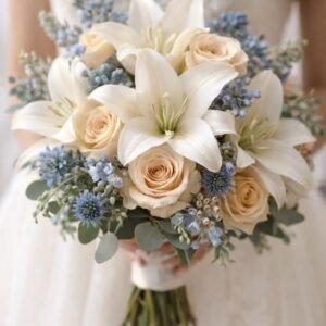 Ramo “Romance en Crema y Azul”